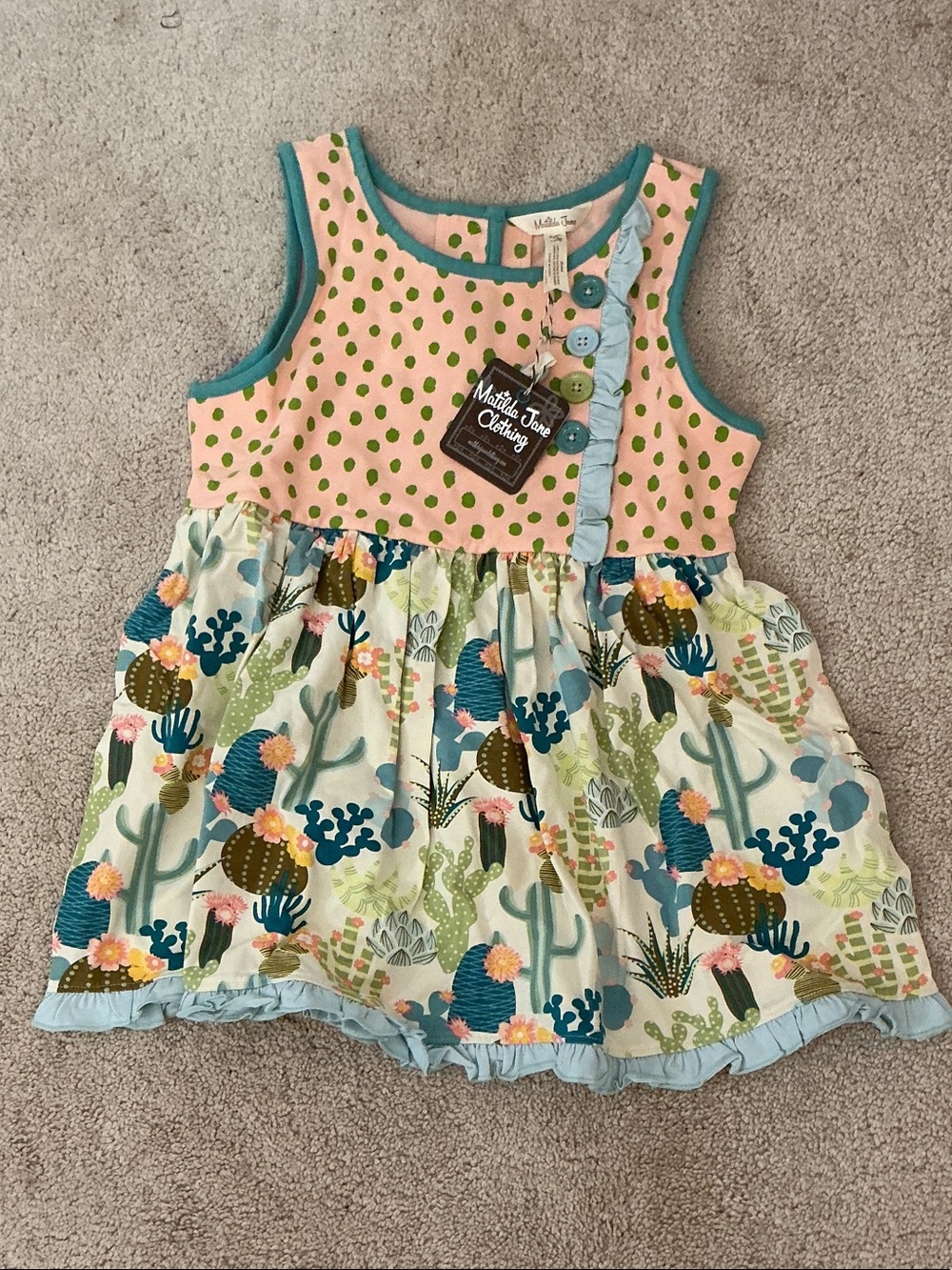 Matilda Jane Pink & Turquoise Cactus top brand new